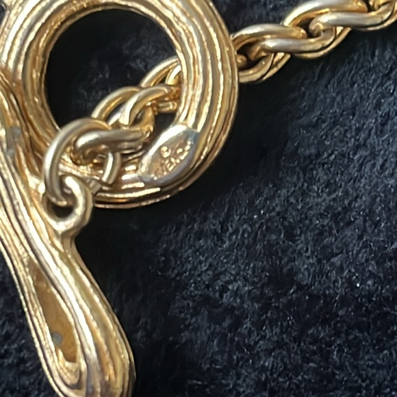 GIVENCHY Necklace Gold Ribbon Chained Gripoix Large Glass Balled Design - Picture 2 of 13